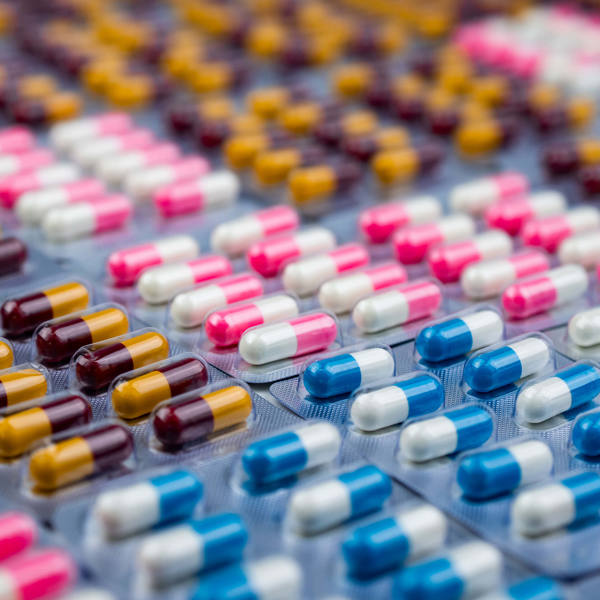 Colorful Antibiotic Capsule Pills